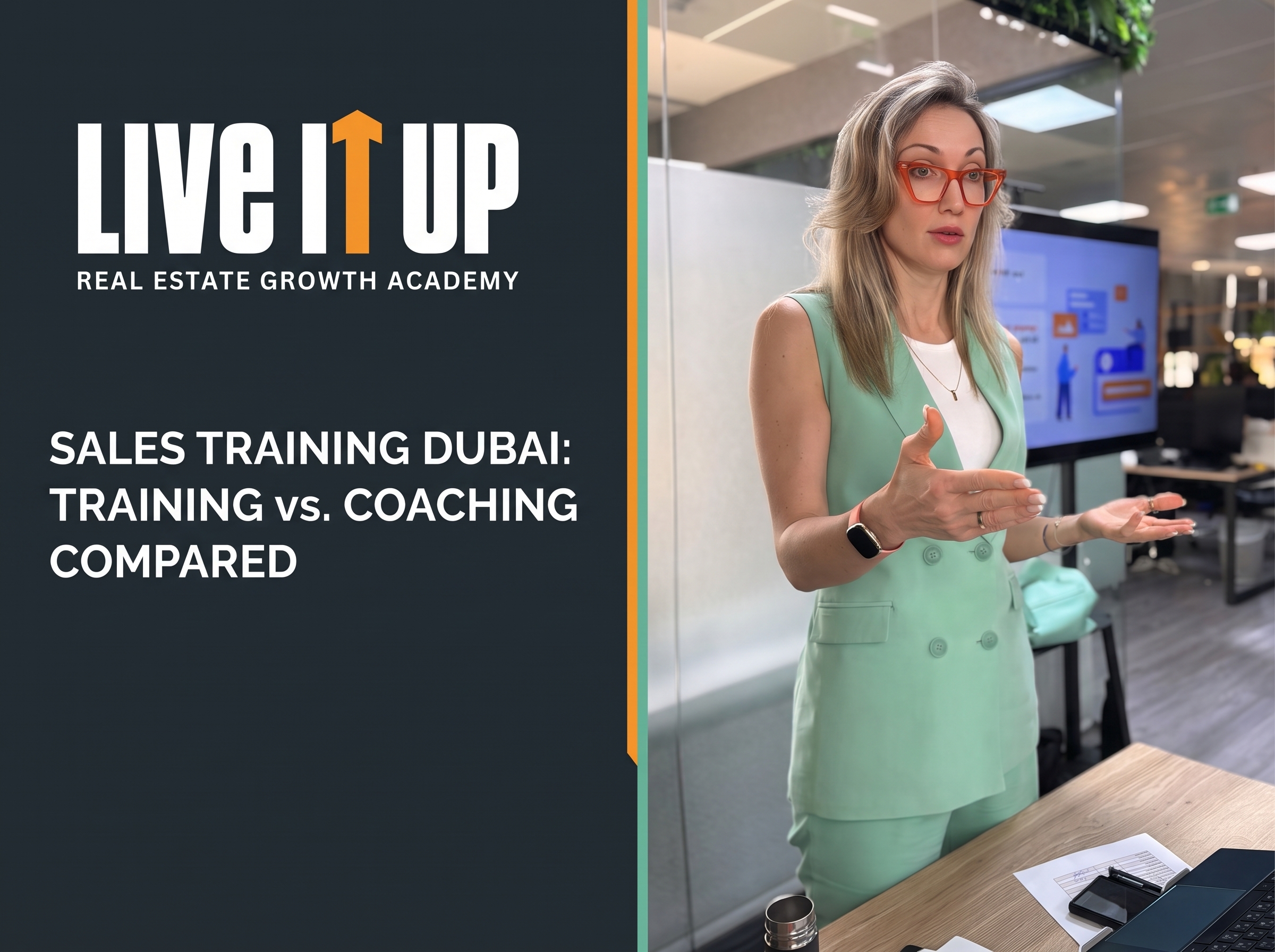 Sales training Dubai — Olga Sinenko leading a corporate sales coaching session in the UAE