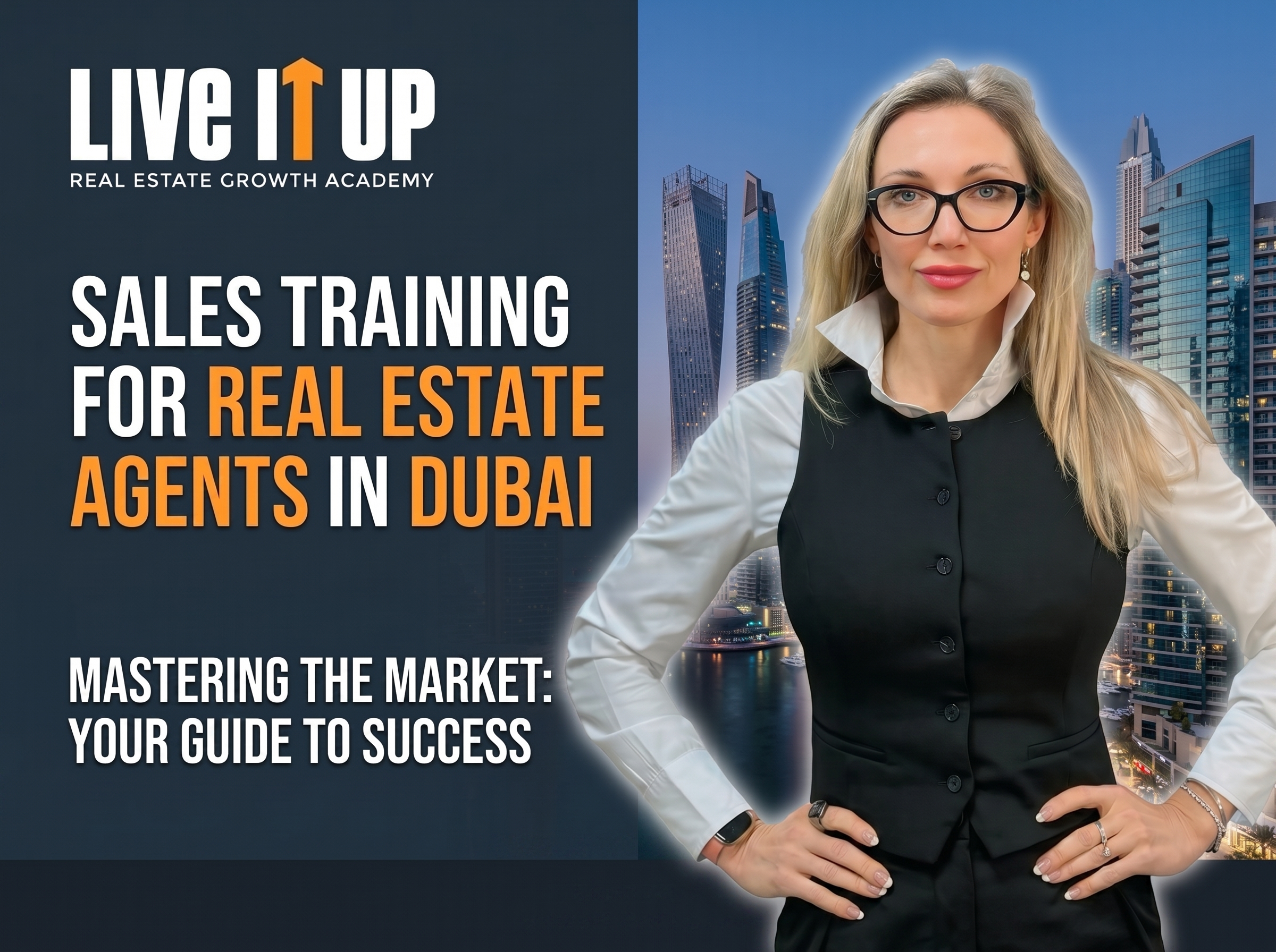 Sales training for real estate agents in Dubai — Olga Sinenko leading a live coaching session at Live it UP Academy
